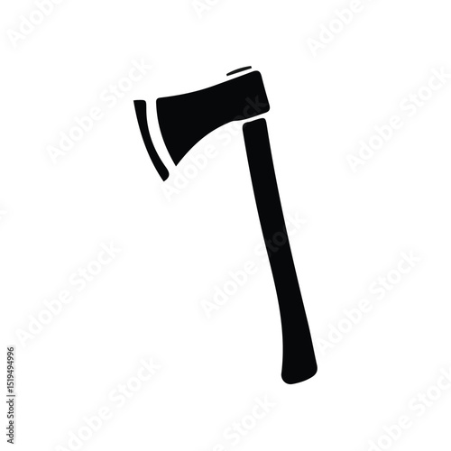 Black Axe Silhouette Icon – Woodcutting Tool Vector Illustration


