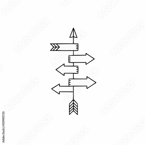 Directional arrows in black line art style pointing in various ways  