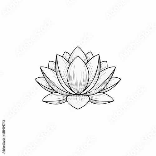 Elegant lotus flower illustration in minimalist black and white style  