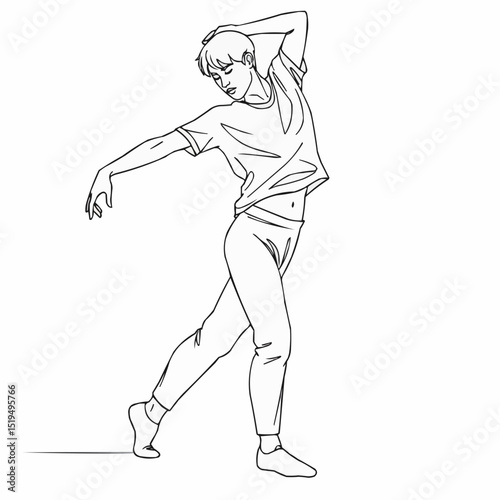 Young dancer performing graceful movements in minimalist style  