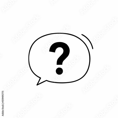 Question mark in speech bubble on white background  