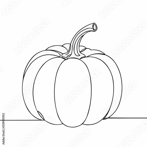 Simple line art illustration of a pumpkin on a white background  