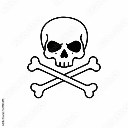Skull and crossbones icon in simple black line art style  