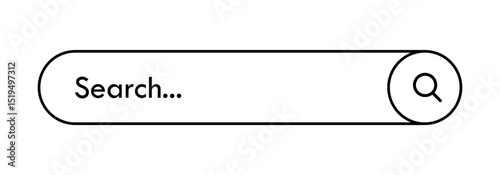 Search bar line style button isolated web browser element. Vector illustration