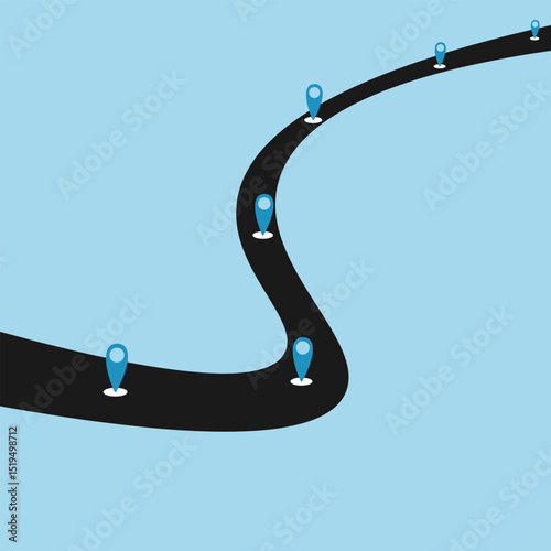Success roadmap journey, milestone or career path achievement, route or pathway to achieve goals, accomplishment, assessment or way to success, businessman look at achievement milestone to success.