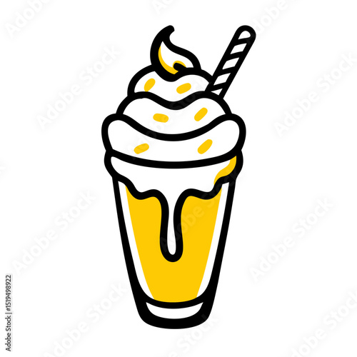 Delightful dessert treat served in a tall glass with whipped cream and a straw