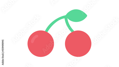 Vibrant cherries illustrated in a minimalist style on a simple background create a cheerful mood for any design project
