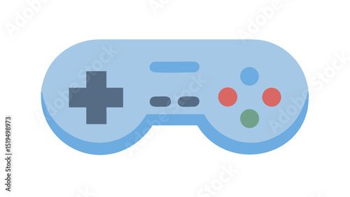 Colorful gaming controller design with classic buttons featured prominently against a simple background