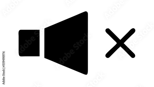 Mute symbol indicating no sound on a device with a simple black design and clear signal