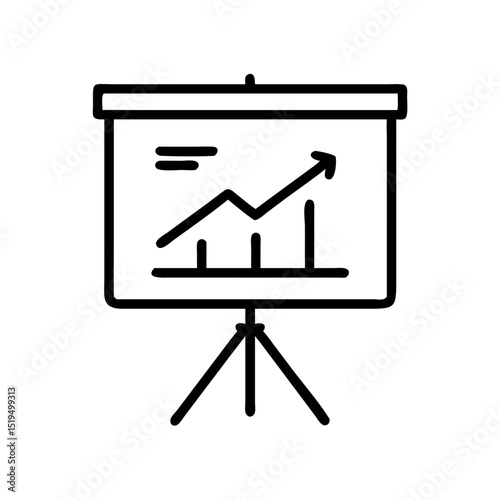 Growing trend analysis presented on a display board with a rising graph in an office setting