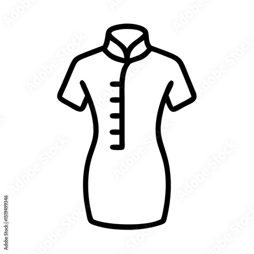 Elegant short-sleeve dress with a traditional collar design showcased against a plain background