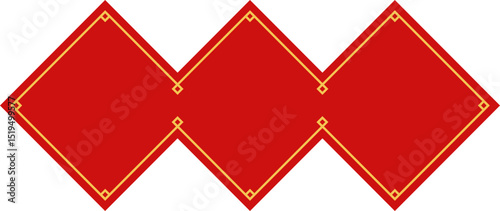 Chinese Style Title Diamond Border Design Isolated.
Festive Diamond Border Element in Red and Gold Vector.
Red Diamond Pattern Border for Lunar New Year.
Traditional Chinese Festive.