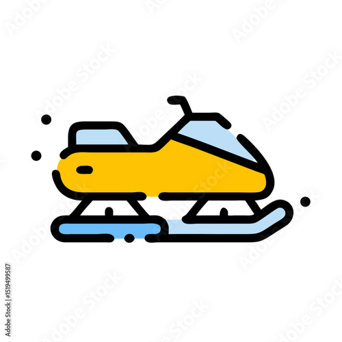 Snowmobile adventure on a winter landscape with clear blue skies and pristine snow