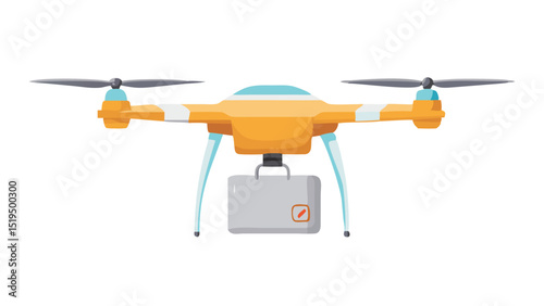 Drone delivering a package in a modern urban setting during daylight hours