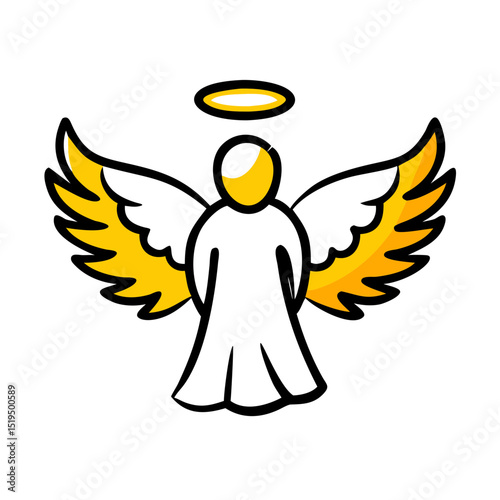 Angel figure with golden wings and halo symbolizing hope and protection during a serene moment