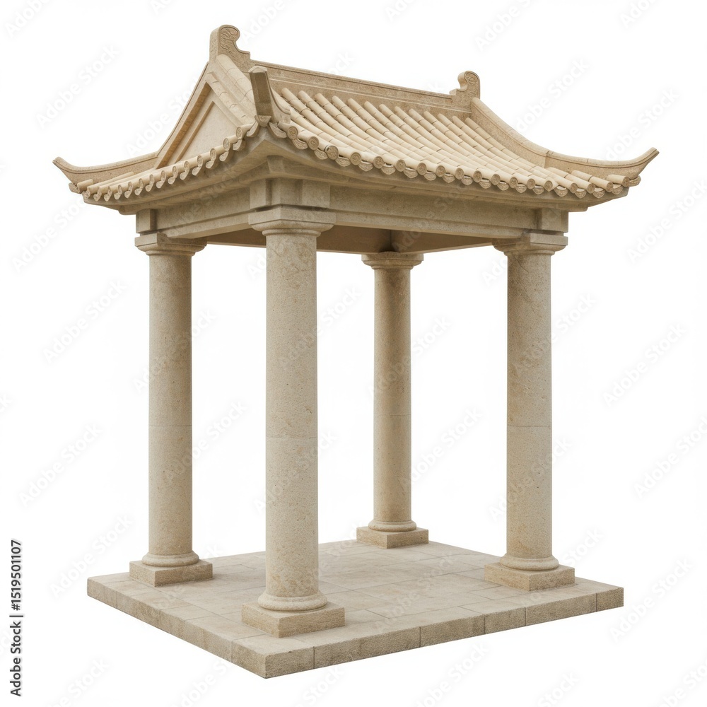 Fototapeta premium Elegant asian style pavilion isolated on white background