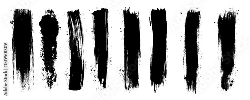  Black brush marks. Hand drawn grunge texture brush stroke and Grunge brushes collection. Brush stroke paint border on white background .