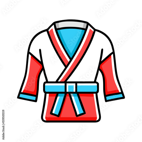 Martial arts uniform with belt.