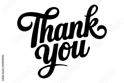 Thank You typography calligraphy silhouette illustration on white background
