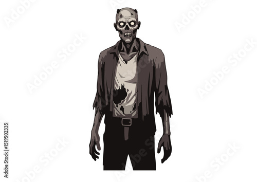 Grizzled Zombie Illustration Horror, Undead, Decay, Spooky, Halloween