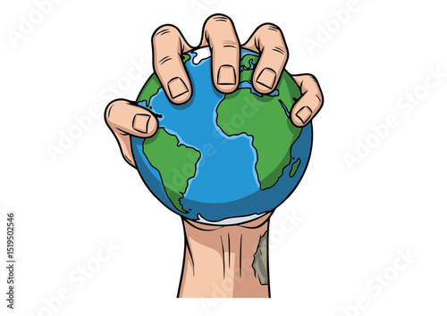 Protecting Our Planet A Hand Clasping the Earth, Symbolizing Environmental Conservation and Global Responsibility