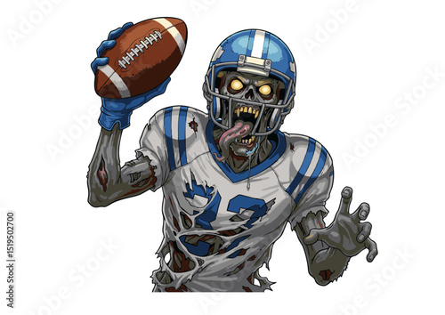 Undead Gridiron Gladiator Zombie Football Player Illustration