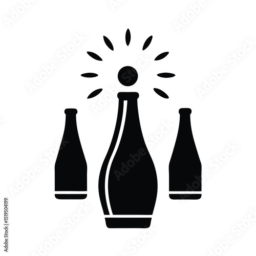 Champagne bottles popping silhouette celebration