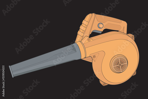 Vector illustration of Air Blower. Drawn Air Blower isolated. Design element for coloring book page.
