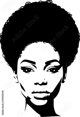 a african woman face vector silhouette hair style, vector black color silhouette, white background 6
