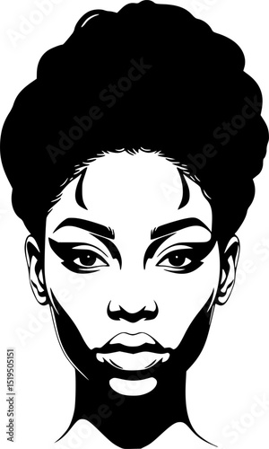 a african woman face vector silhouette hair style, vector black color silhouette, white background 6

