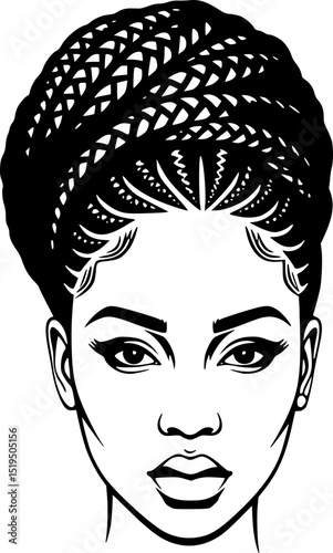 a african woman face vector silhouette hair style, vector black color silhouette, white background 6
