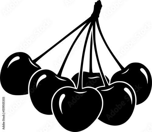 cherry fruits vector silhouette isolated white background, ai generated image
