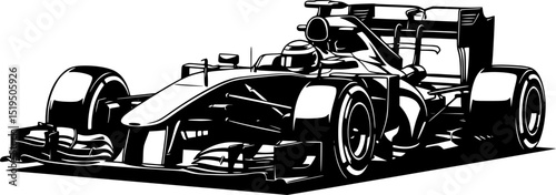 Formula car vector silhouette isolated white background
