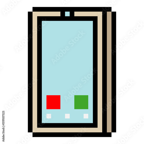 Mobile phone with pixel art isolated on white background