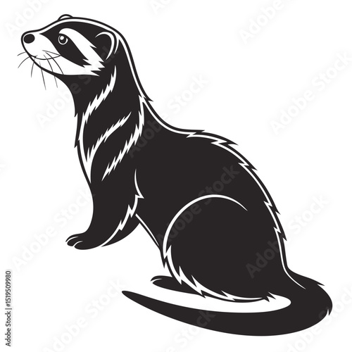 Elegant black and white ferret vector illustration detailed design isolated