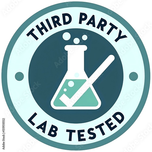 3rd party lab tested icon, approved product quality certificate, and clinically certified formula for cosmetic packaging - ensuring authenticity, safety, and high standards.