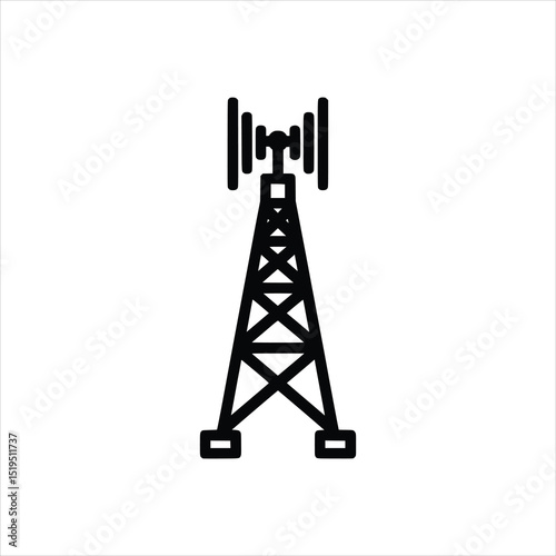 Cell Tower Icon - Monochrome Signal Mast Vector