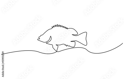 Fresh salmon fish in continuous line art drawing style, isolated on white background. Fresh food concept.