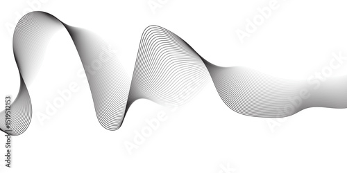 Generate an abstract design featuring thin, wavy black lines on a clean white background. The lines should flow smoothly and organically, creating a sense of movement and subtle texture,