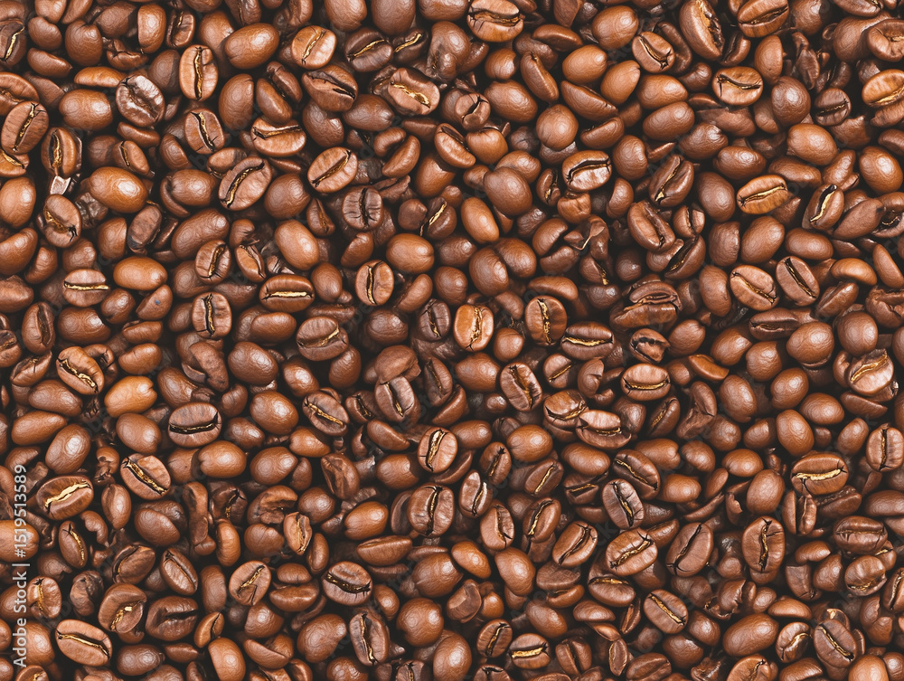 Fototapeta premium Roasted coffee beans forming a textured background