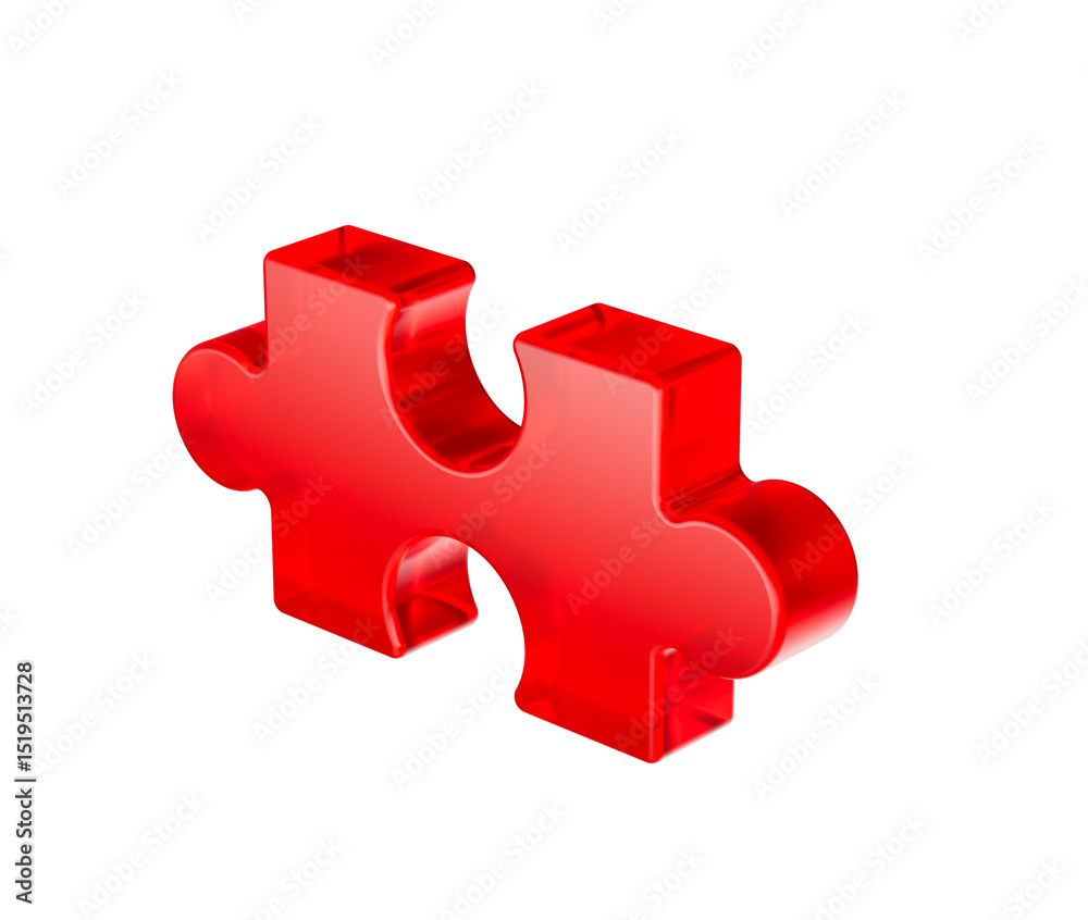 Fototapeta premium A vibrant red puzzle piece with smooth edges and a futuristic design. 3D illustration