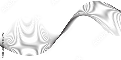 Generate an abstract design featuring thin, wavy black lines on a clean white background. The lines should flow smoothly and organically, creating a sense of movement and subtle texture,