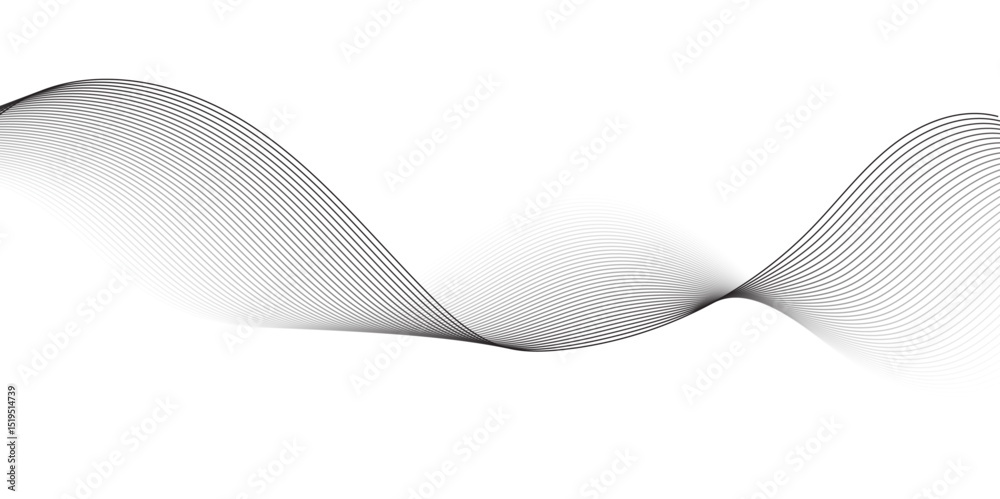 Fototapeta premium Generate an abstract design featuring thin, wavy black lines on a clean white background. The lines should flow smoothly and organically, creating a sense of movement and subtle texture,