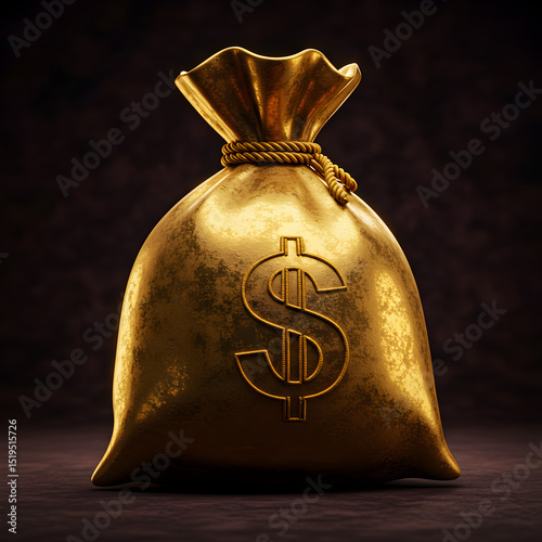 Golden Money Bag: Wealth, Finance, and Prosperity Symbol