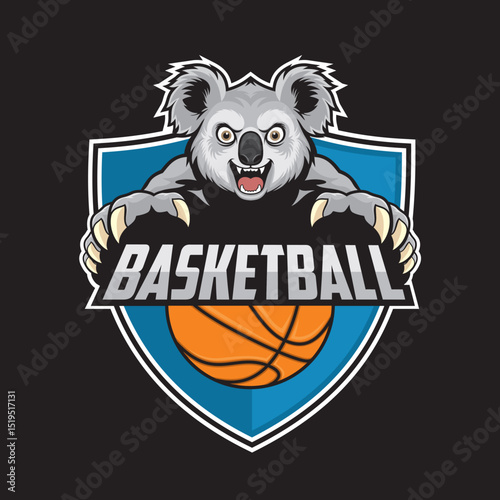 basketball club logo koala vector illustration design