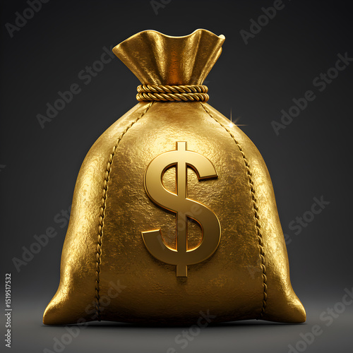 Gold Money Bag: Wealth, Prosperity, and Financial Success Visual
