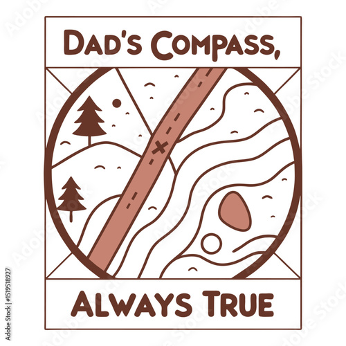 "Dad's Compass, Always True" Guiding Father's Day T-Shirt Design