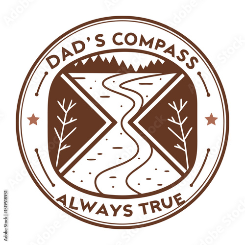 "Dad's Compass, Always True" Guiding Outdoor T-Shirt Design
