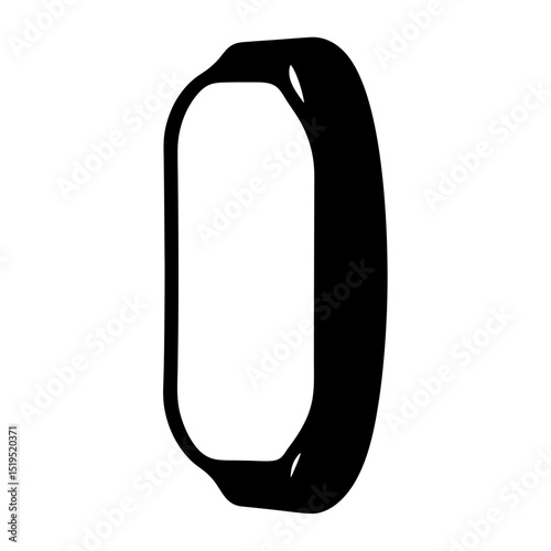 Black and white illustration of a wearable fitness tracker band design