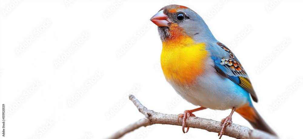 Fototapeta premium Colorful bird perched on branch showcasing vibrant plumage and intricate details